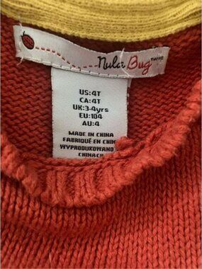 Nula Bug Knit Dress Size 4T Girls Orange Gray
